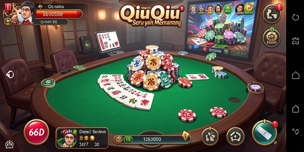 Tampilan screenshot 66D menampilkan momen seru dalam permainan QiuQiu.