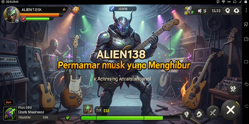 Tampilan gameplay ALIEN138 dengan berbagai lagu dan tantangan musik.