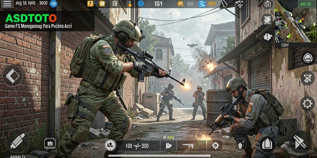 Menampilkan aksi seru dalam gameplay FPS ASDTOTO.