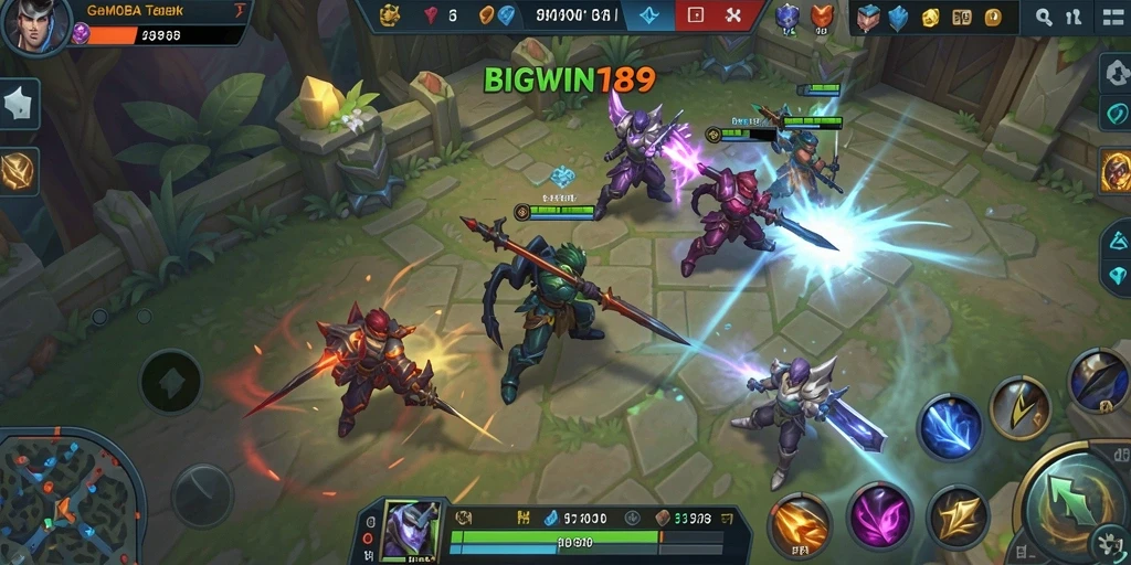 Tangkapan layar menampilkan aksi seru dalam permainan MOBA.