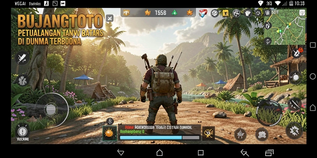Screenshot utama BUJANGTOTO menunjukkan petualangan epik di dunia terbuka.