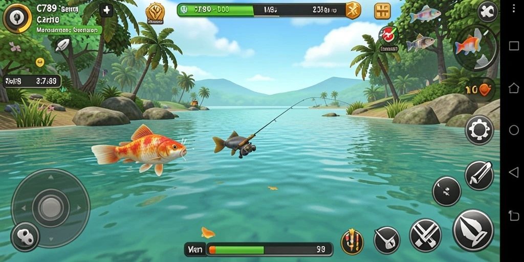 Tangkapan ikan yang besar dalam gameplay C789 yang menegangkan.