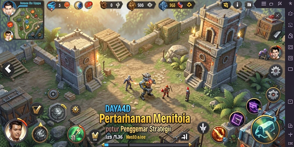 Tampilan gameplay menantang di DAYA4D dengan menara yang strategis.