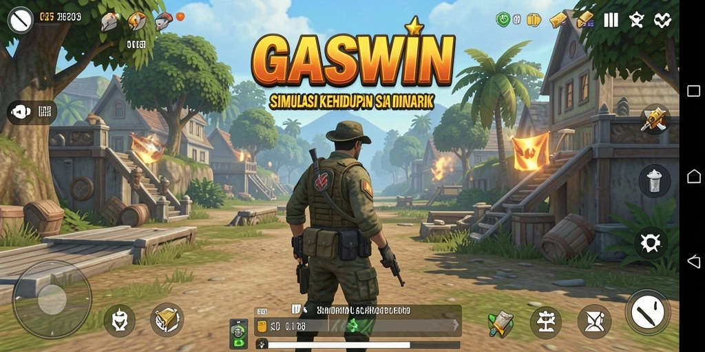 Gameplay menarik dalam <strong>GASWIN</strong> yang menggambarkan simulasi kehidupan sehari-hari.