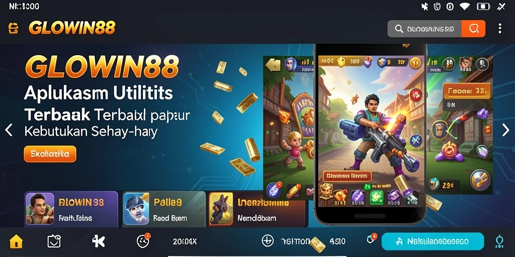 Tampilan antarmuka GLOWIN88 dengan fitur utilitas sederhana.