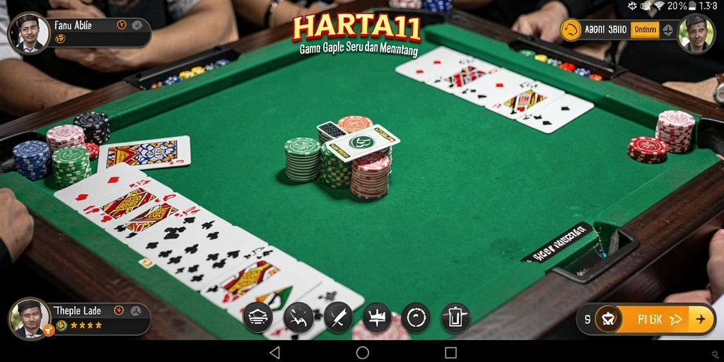 Screenshot HARTA11 menampilkan gameplay Gaple yang menarik dan interaktif.