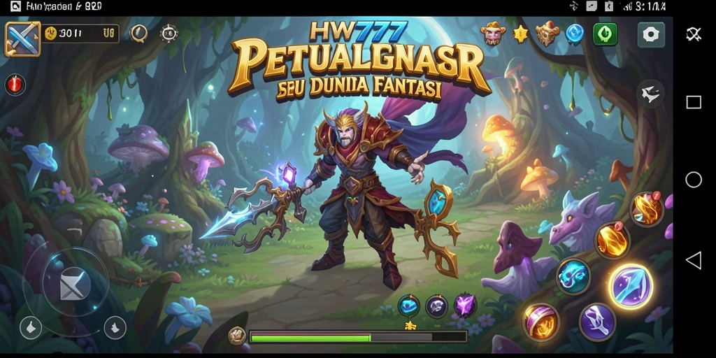 Screenshot menampilkan petualangan pemain dalam dunia fantastis HW777.