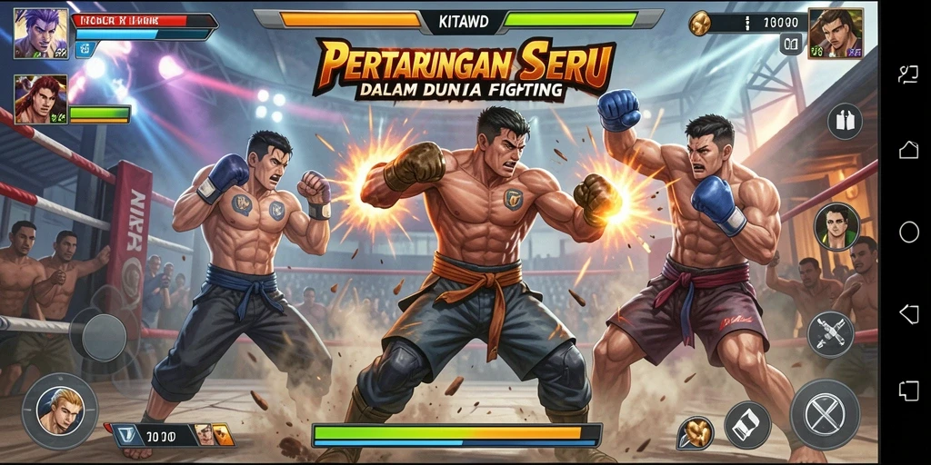Screenshot gameplay KITAWD menampilkan aksi pertarungan yang intens dan grafis yang mengesankan.