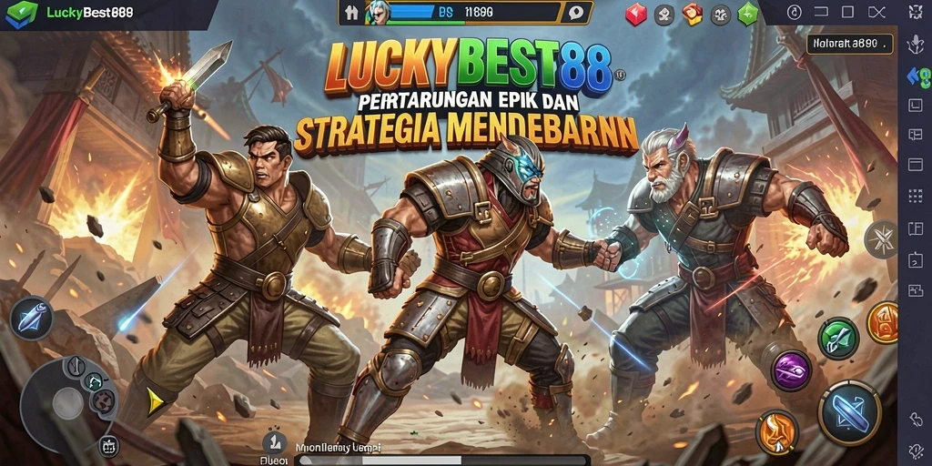Tangkapan layar LUCKYBEST88 menampilkan serangan mendebarkan di arena pertarungan.