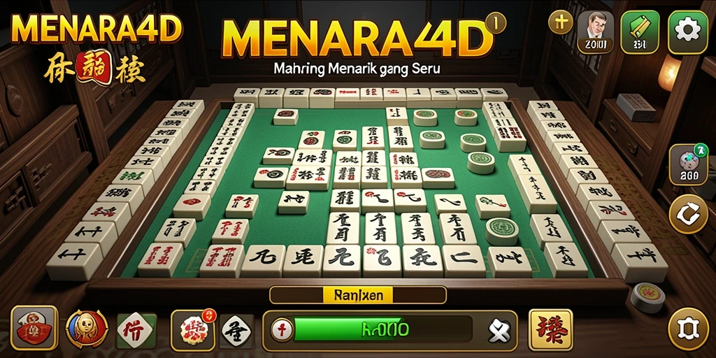 Tangkapan layar dari gameplay <strong>MENARA4D</strong> menunjukkan suasana permainan Mahjong yang mengasyikkan.