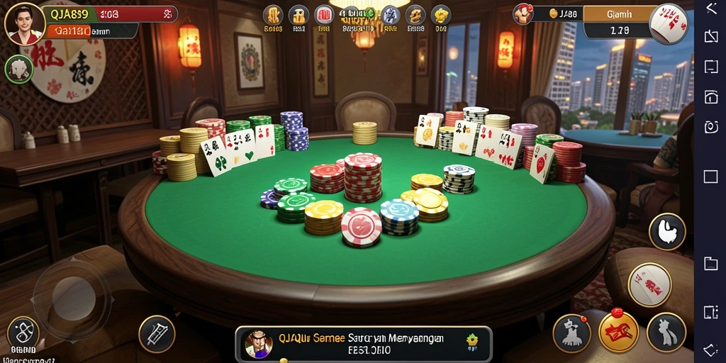 Screenshot gameplay OJA89 menampilkan momen seru dalam QiuQiu.