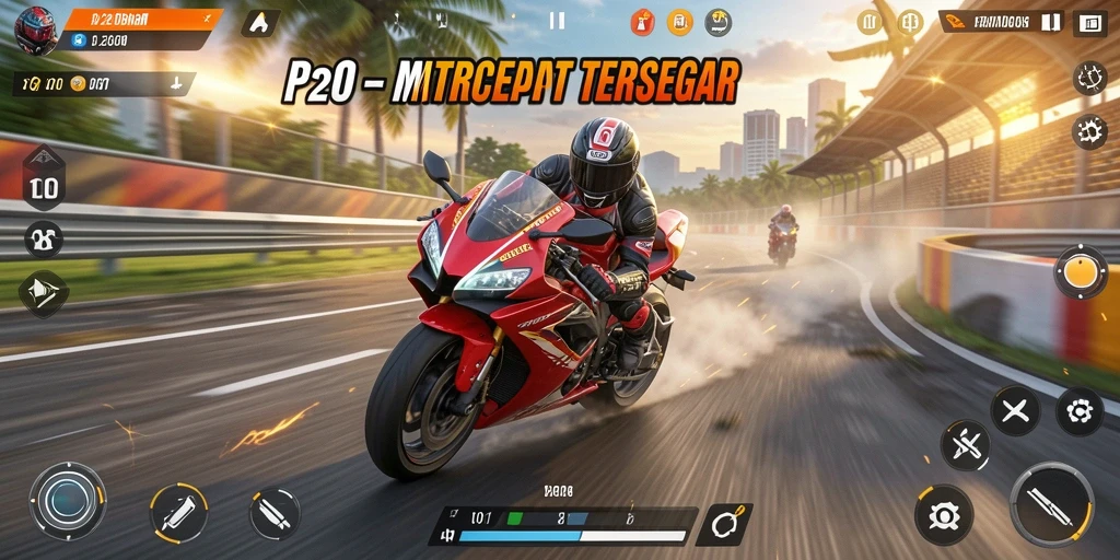Screenshot menampilkan aksi balapan seru di P200M.