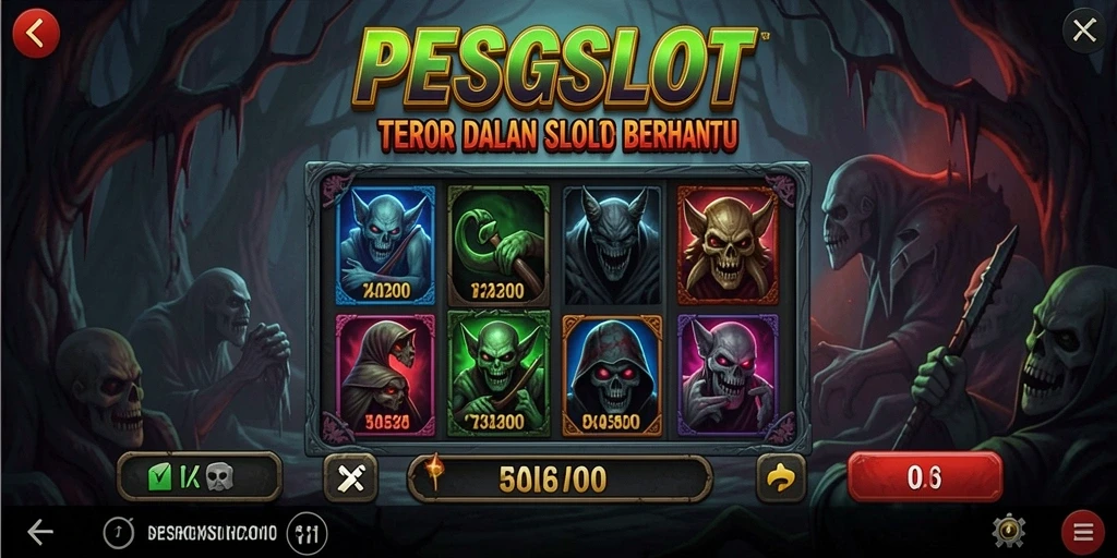 Screenshot menampilkan aksi mendebarkan dalam PESGSLOT dengan elemen horor.