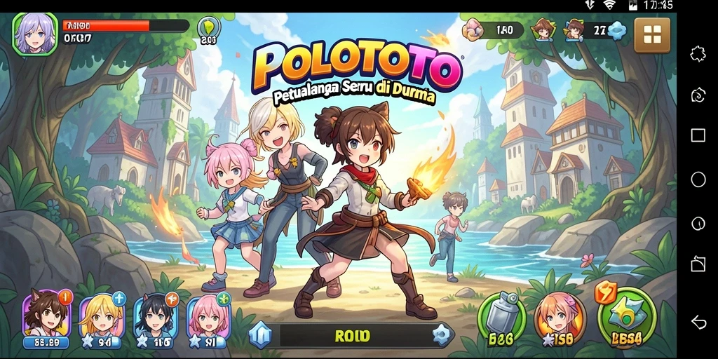 Gameplay menarik POLOTOTO dengan karakter anime yang beragam.