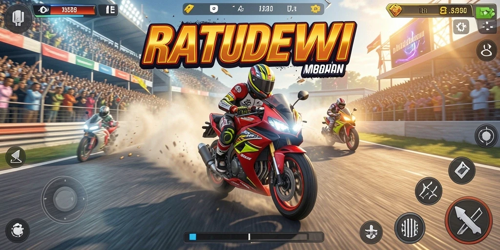 Tampilan gameplay RATUDEWI yang penuh aksi dan kecepatan.