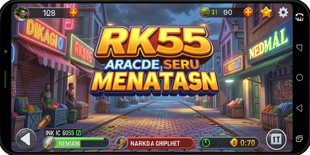 Tampilan utama gameplay RK55 yang seru dan penuh aksi.