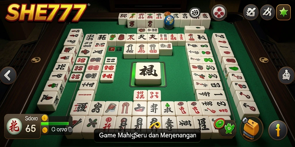 Screenshot gameplay Mahjong penuh warna dan menantang.
