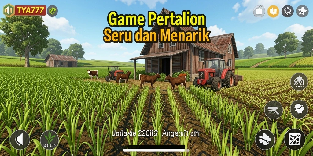 Tampilan gameplay TYA777 yang menampilkan aktivitas pertanian yang seru.