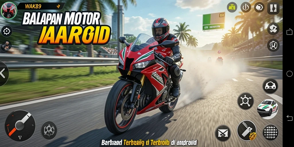 Screenshot gameplay WAK89 dengan aksi balapan yang mendebarkan.